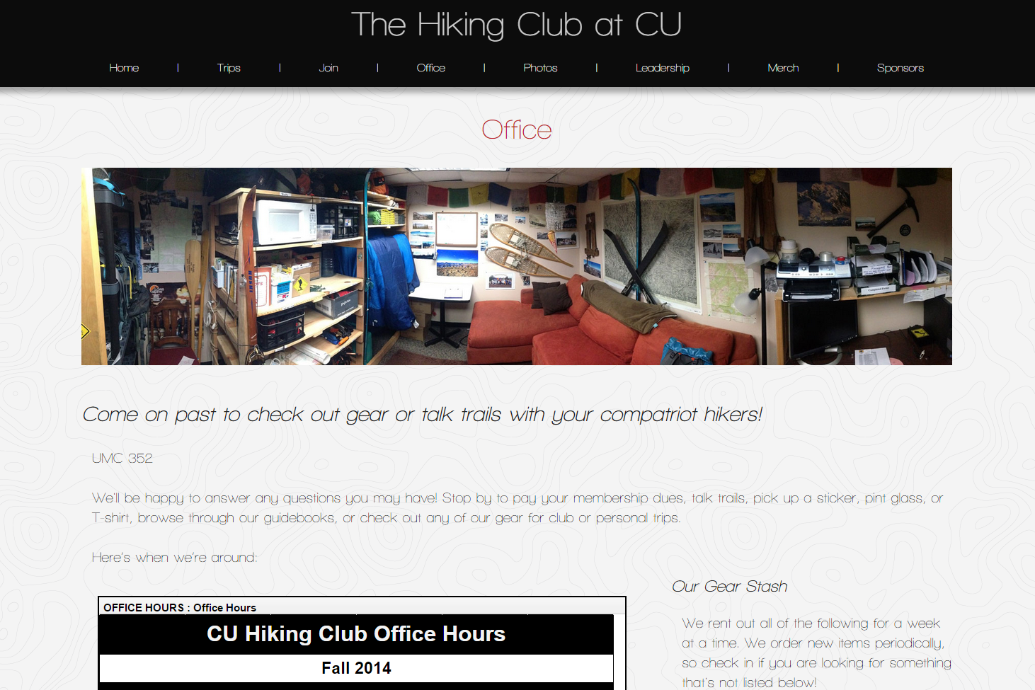 The Hiking Club Office at CU Boulder